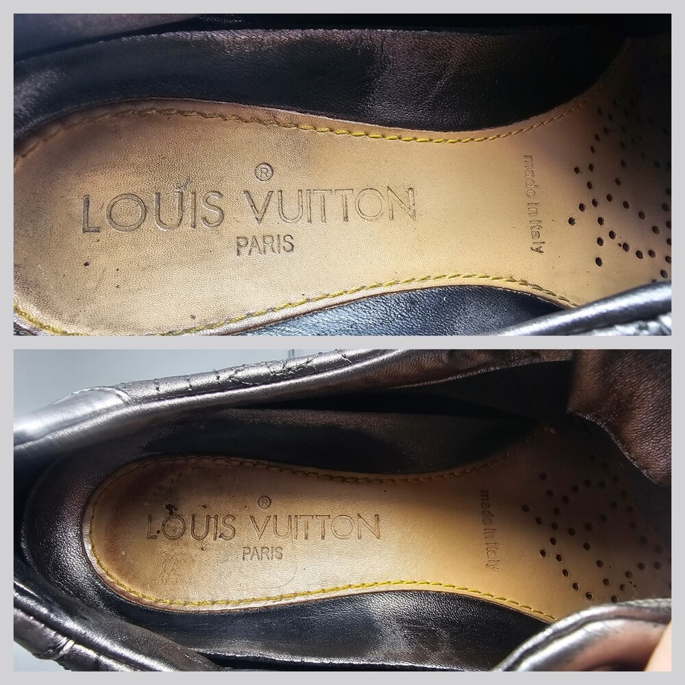Louis Vuitton Silver Metallic Monogram Tennis Stitch Sneakers Sz EU 36.5 US 6.5 - Picture 12 of 15